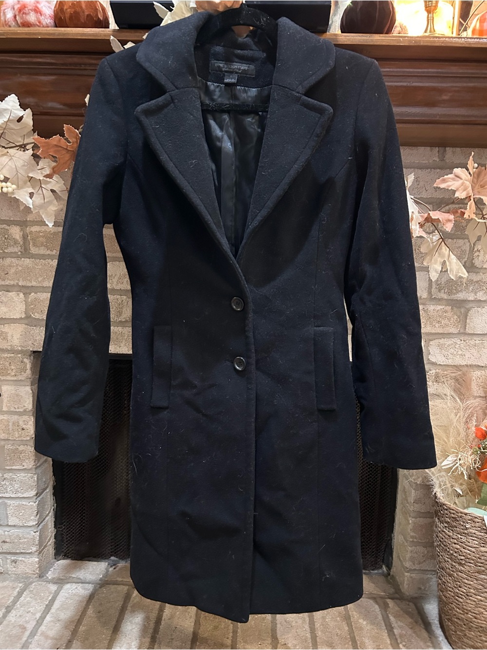 Express Black Women's Wool-Blend Trench Coat EUC
